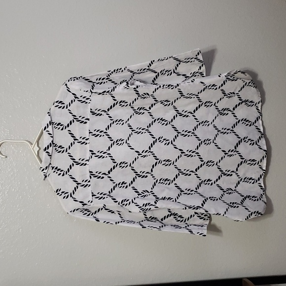 Neiman Marcus White & Blue 100% Linen V Neck Top Shirt, Size S - Picture 5 of 15